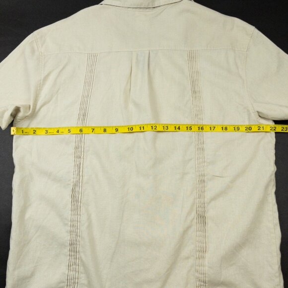 Dandy Del Mar Brisa Shirt Men's Large Linen Floral Embroidered Guayabera Camp - Picture 12 of 13